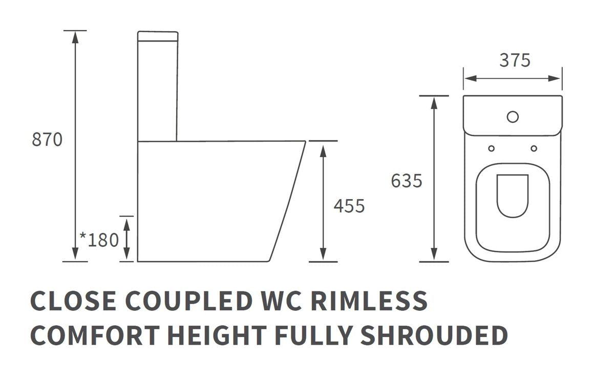 Tilia Rimless Close Coupled Fully Shrouded Comfort Height WC & Soft Close Seat