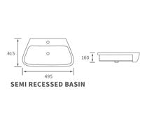 Tilia 495x415mm 1TH Semi Recessed Basin