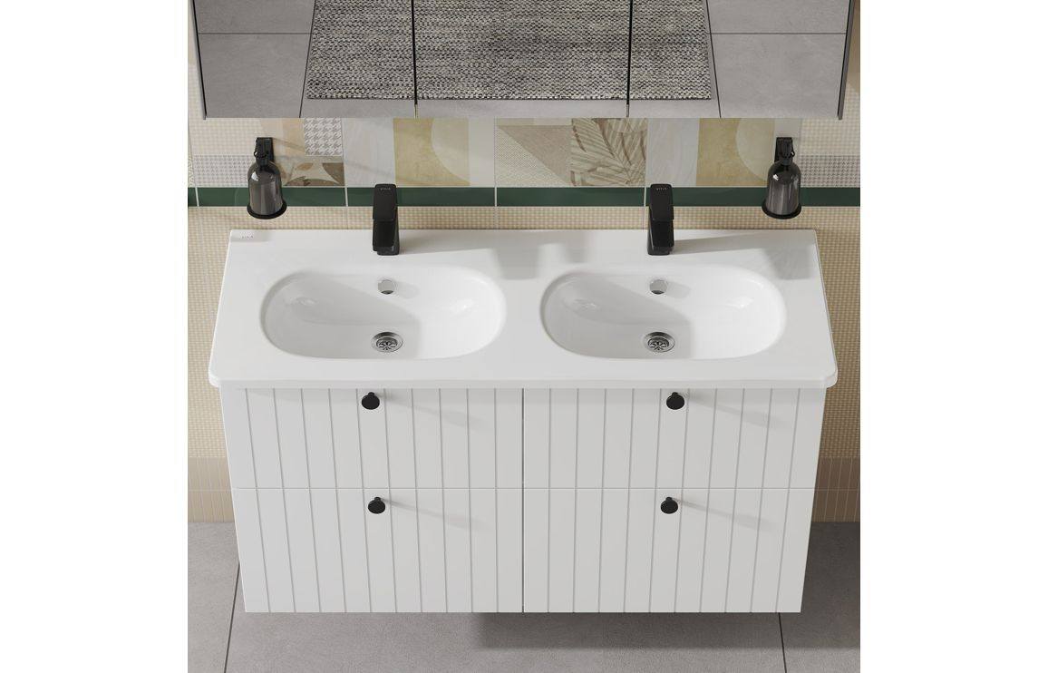 VitrA Zentrum 1200x460mm 2TH Vanity Basin w/Overflow - White