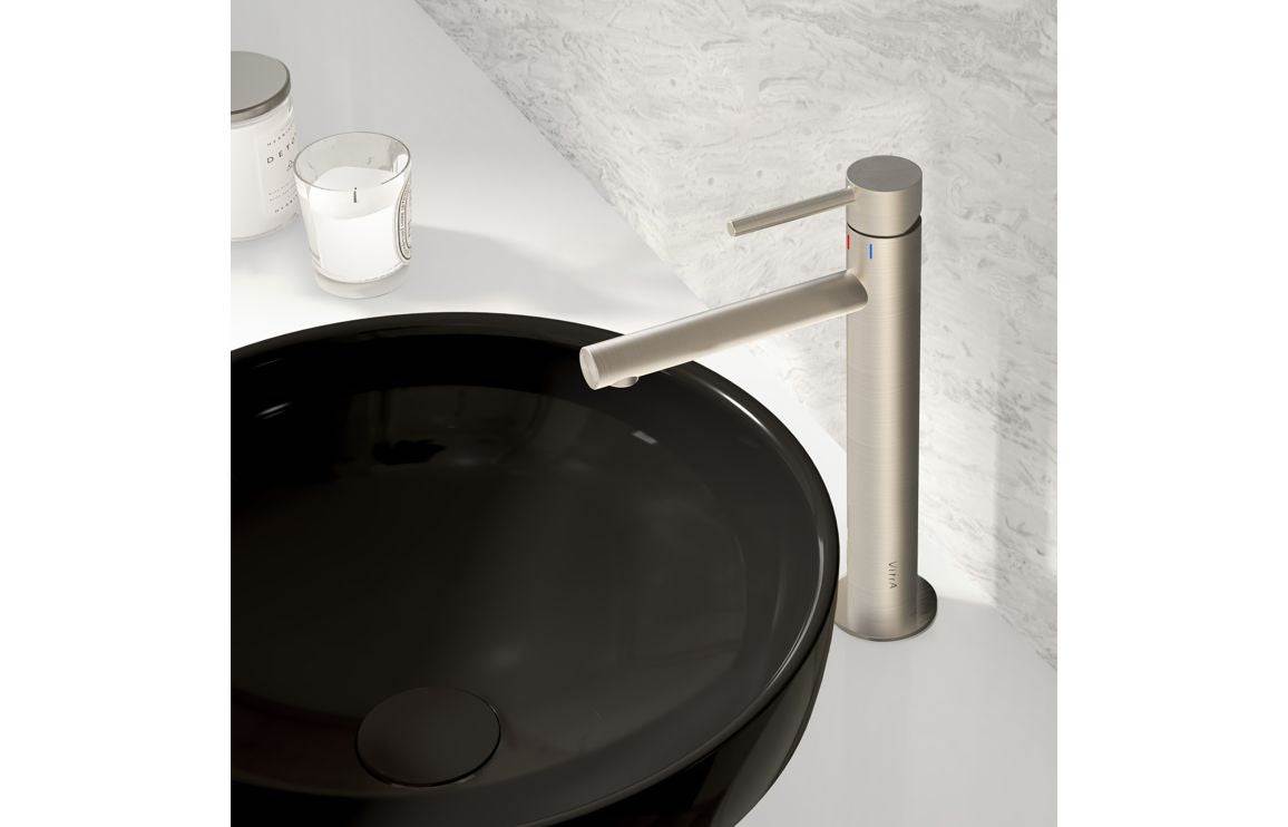 VitrA Origin Tall Basin Mixer: Brushed Nickel, Chrome, Matt Black, Soft Copper