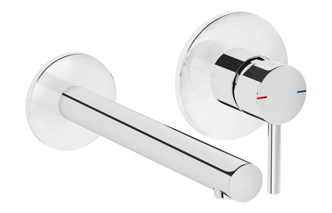 VitrA Origin Wall Mounted 2-Hole Basin Mixer: Brushed Nickel, Chrome, Matt Black, Soft Copper