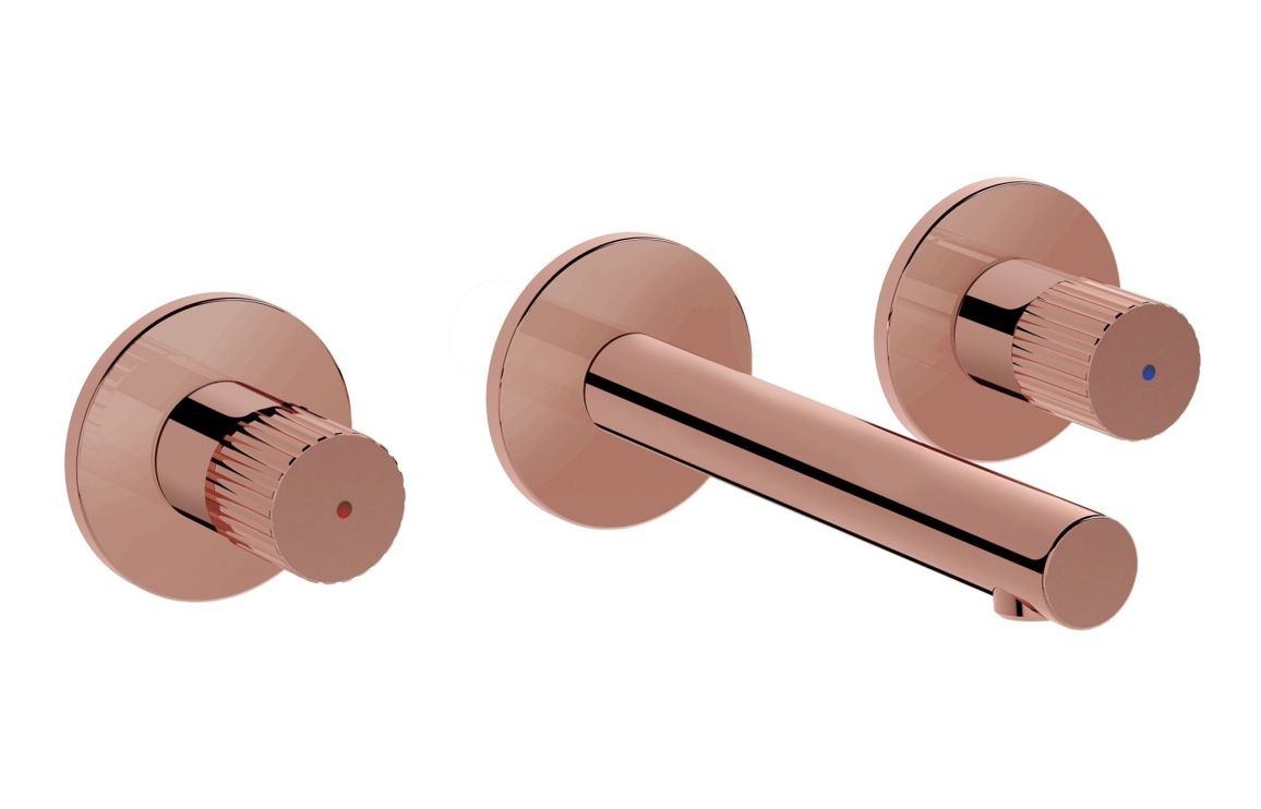 VitrA Origin Wall Mounted 3-Hole Basin Mixer: Brushed Nickel, Chrome, Matt Black, Soft Copper