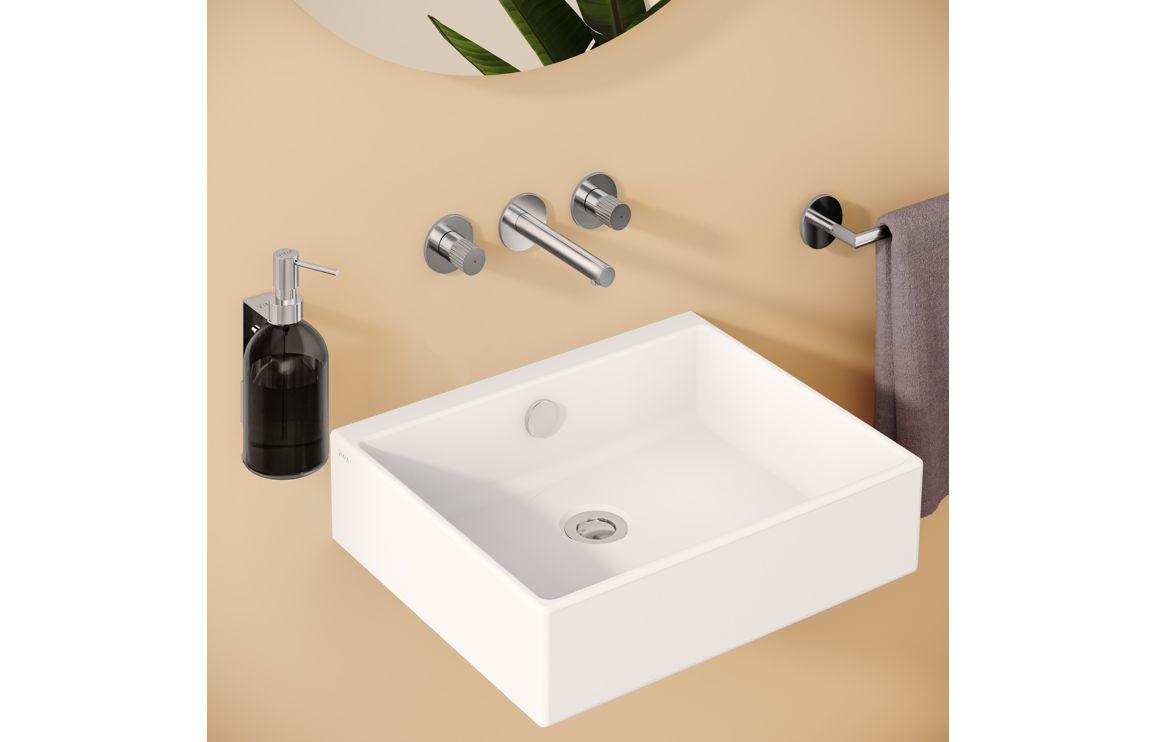VitrA Origin Wall Mounted 3-Hole Basin Mixer: Brushed Nickel, Chrome, Matt Black, Soft Copper