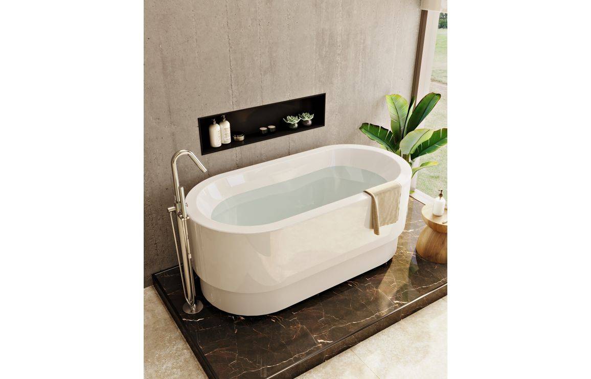 VitrA Origin Floor Standing Bath Filler: Brushed Nickel, Chrome, Matt Black, Soft Copper