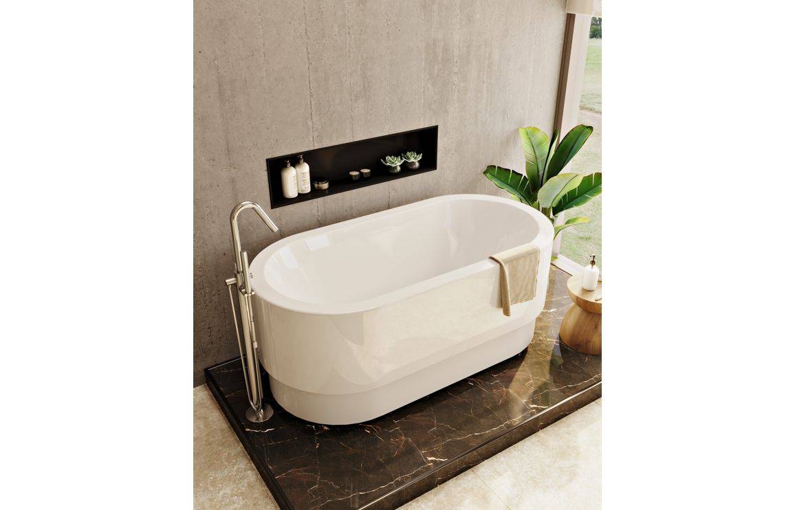 VitrA Origin Floor Standing Bath Filler: Brushed Nickel, Chrome, Matt Black, Soft Copper