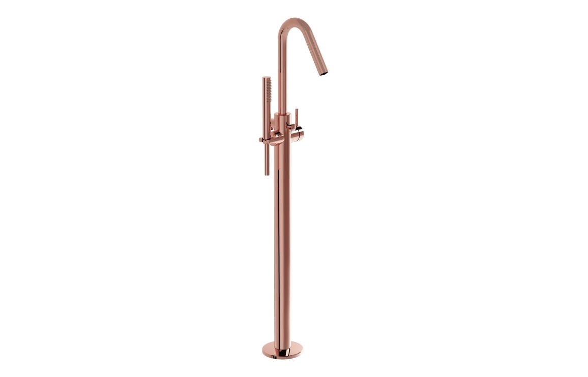 VitrA Origin Floor Standing Bath Filler: Brushed Nickel, Chrome, Matt Black, Soft Copper