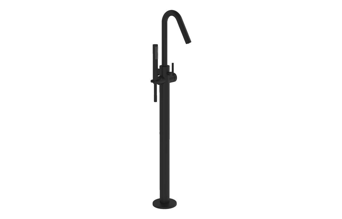 VitrA Origin Floor Standing Bath Filler: Brushed Nickel, Chrome, Matt Black, Soft Copper