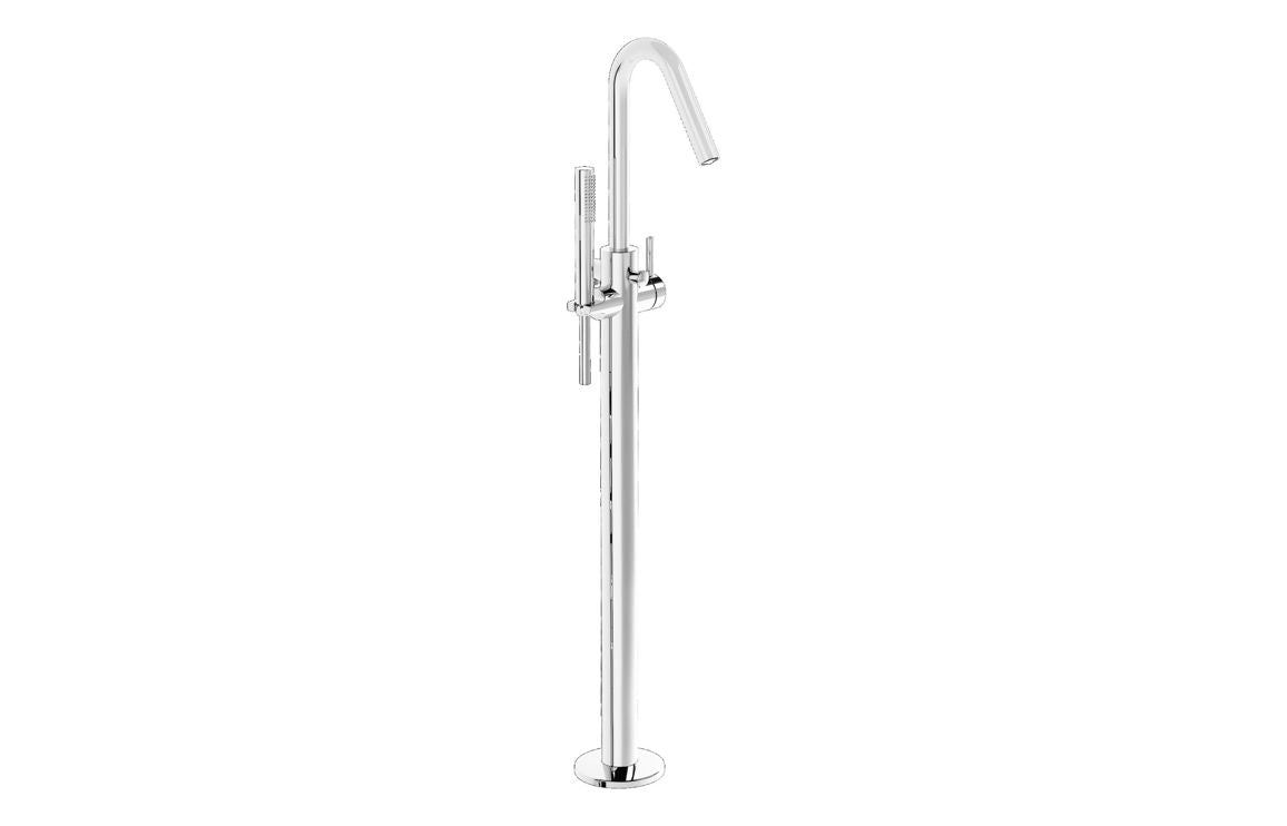 VitrA Origin Floor Standing Bath Filler: Brushed Nickel, Chrome, Matt Black, Soft Copper