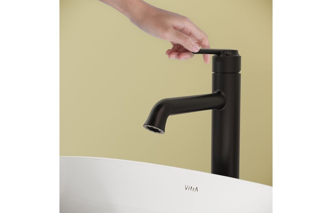 VitrA Origin Classic Tall Basin Mixer (Top Handle): Brushed Gold, Chrome, Matt Black, Soft Copper