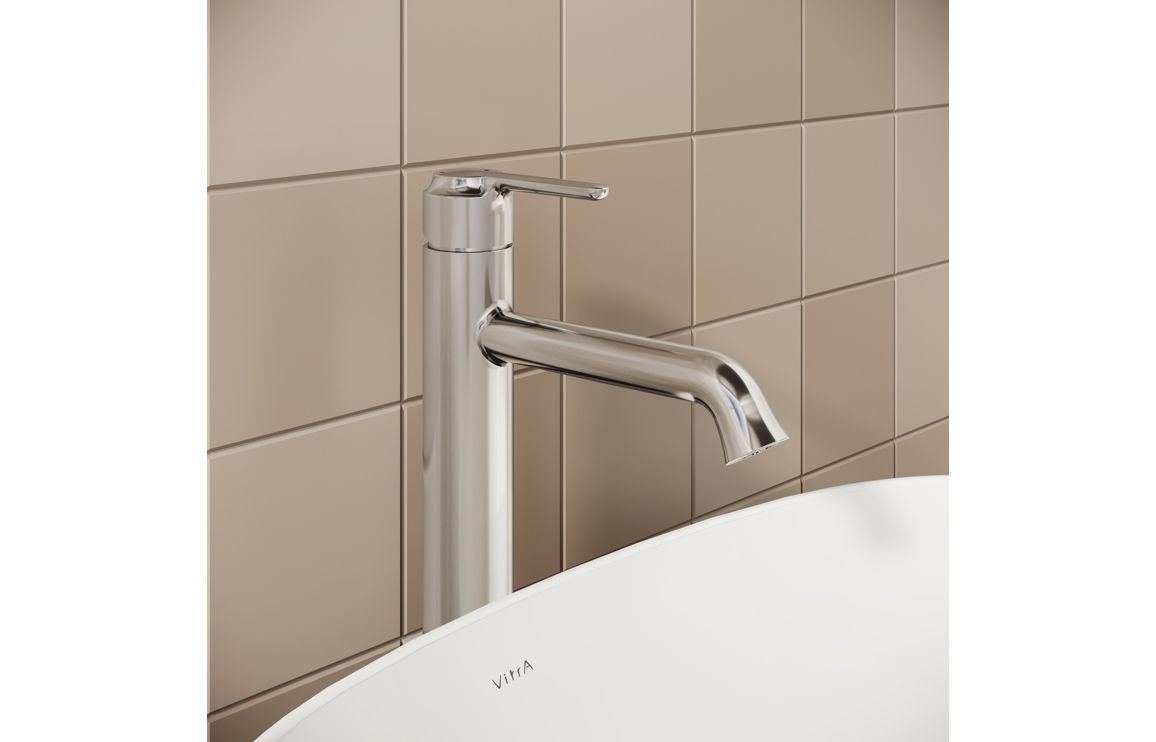 VitrA Origin Classic Tall Basin Mixer (Top Handle): Brushed Gold, Chrome, Matt Black, Soft Copper