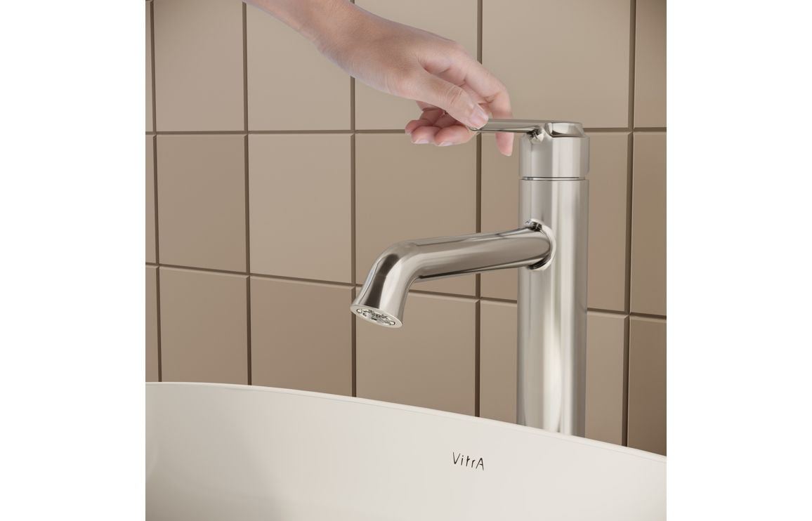 VitrA Origin Classic Tall Basin Mixer (Top Handle): Brushed Gold, Chrome, Matt Black, Soft Copper