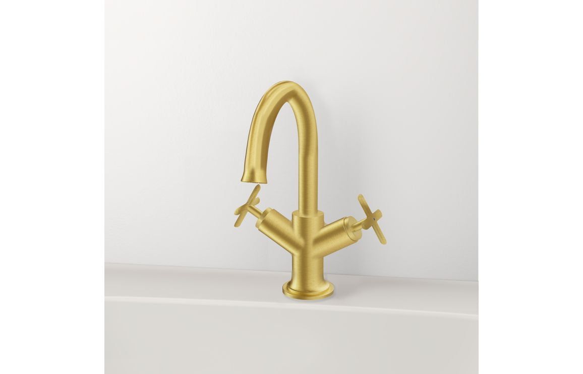 VitrA Origin Classic Basin Mixer (Cross Handles): Brushed Gold, Chrome, Matt Black, Soft Copper