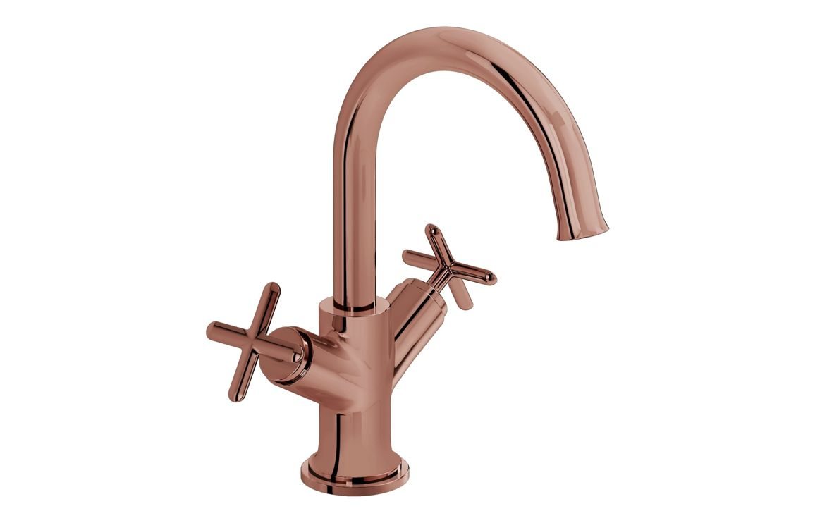 VitrA Origin Classic Basin Mixer (Cross Handles): Brushed Gold, Chrome, Matt Black, Soft Copper