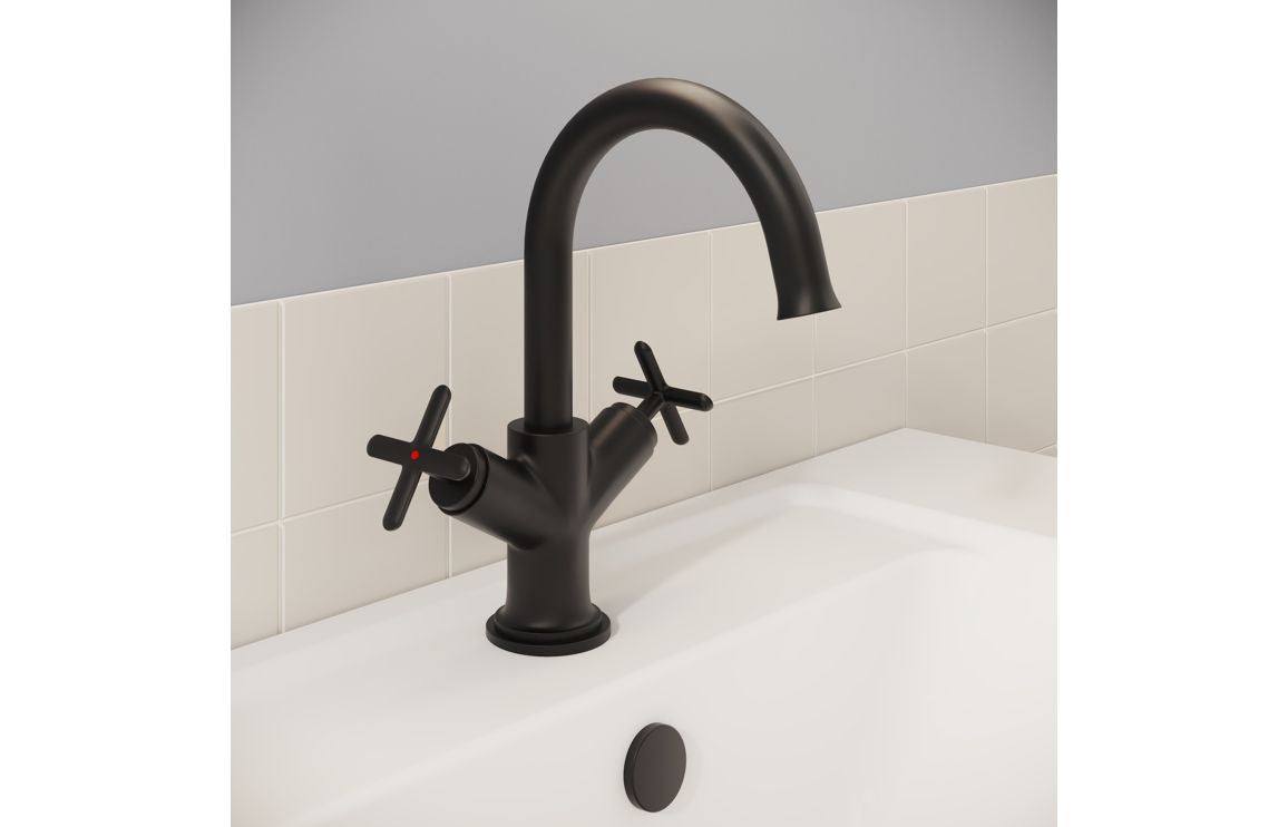 VitrA Origin Classic Basin Mixer (Cross Handles): Brushed Gold, Chrome, Matt Black, Soft Copper