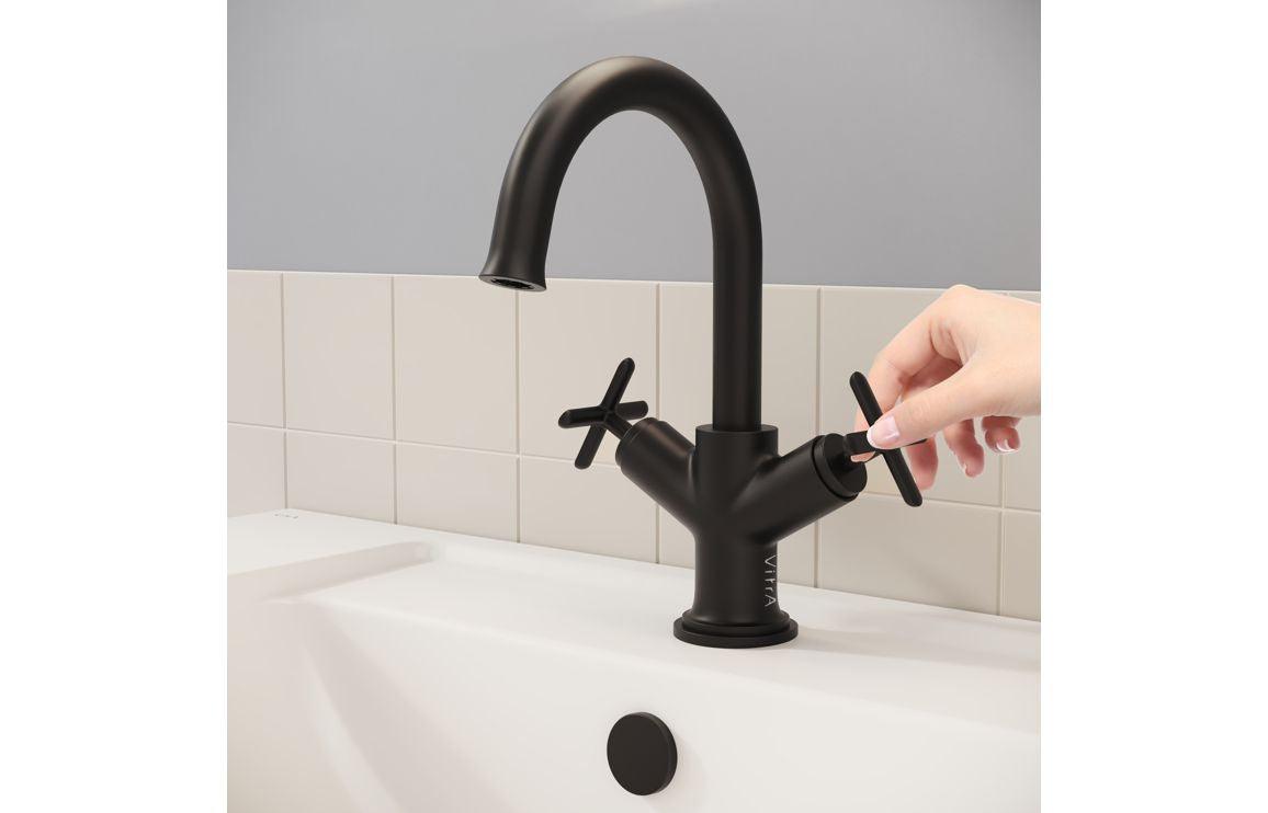 VitrA Origin Classic Basin Mixer (Cross Handles): Brushed Gold, Chrome, Matt Black, Soft Copper
