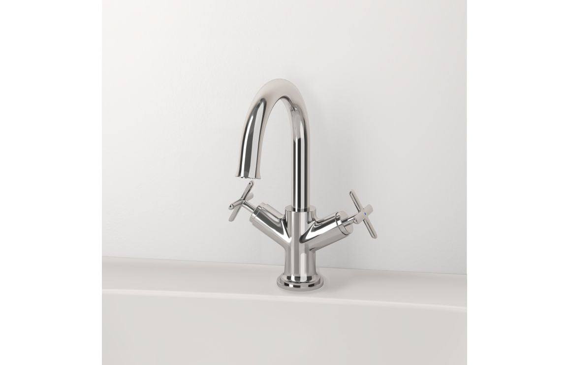 VitrA Origin Classic Basin Mixer (Cross Handles): Brushed Gold, Chrome, Matt Black, Soft Copper
