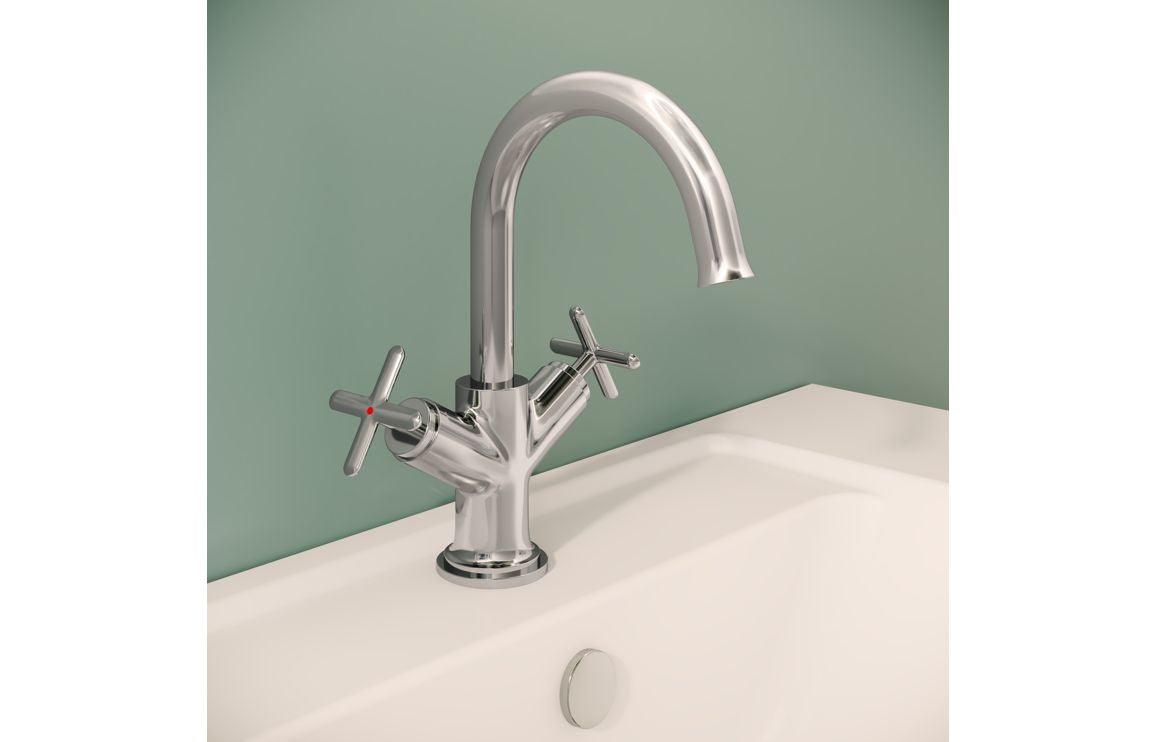 VitrA Origin Classic Basin Mixer (Cross Handles): Brushed Gold, Chrome, Matt Black, Soft Copper