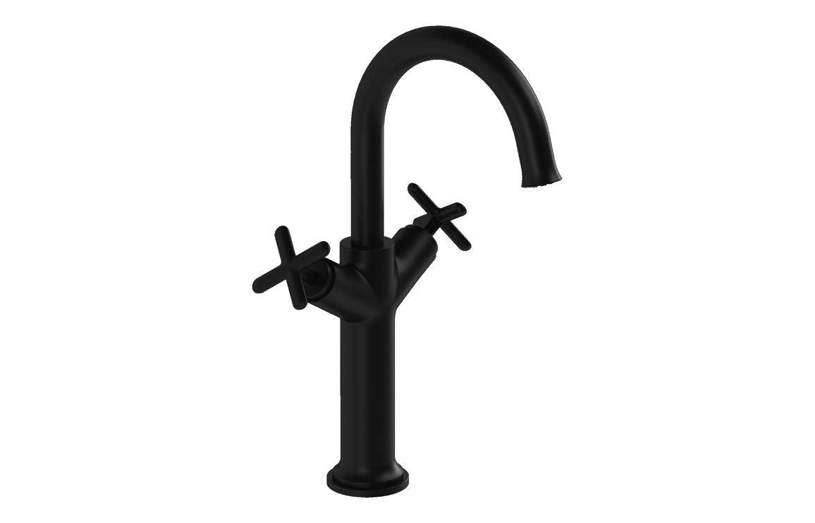VitrA Origin Classic Tall Basin Mixer (Cross Handles): Brushed Gold, Chrome, Matt Black, Soft Copper