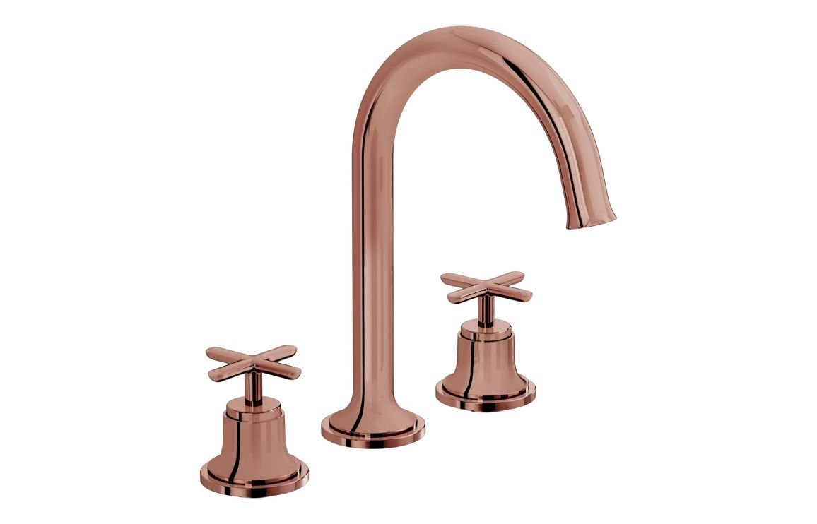 VitrA Origin Classic 3-Hole Basin Mixer: Brushed Gold, Chrome, Matt Black, Soft Copper.