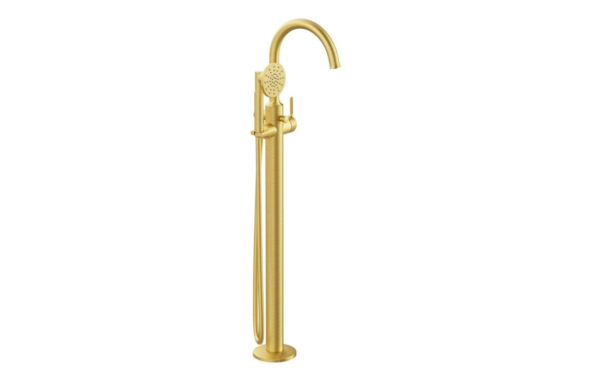 VitrA Origin Classic Floor Standing Bath/Shower Mixer: Brushed Gold, Chrome, Matt Black, Soft Copper