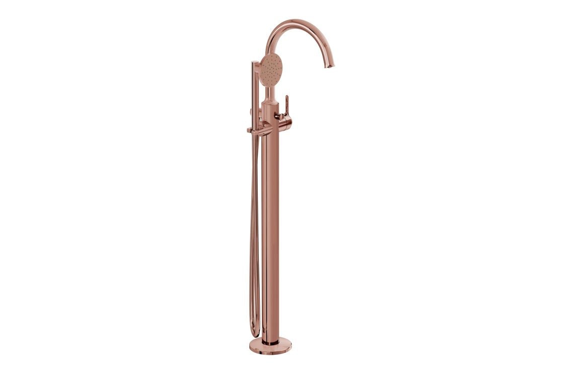 VitrA Origin Classic Floor Standing Bath/Shower Mixer: Brushed Gold, Chrome, Matt Black, Soft Copper