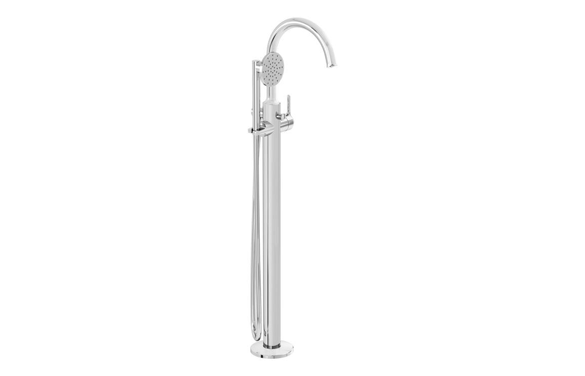 VitrA Origin Classic Floor Standing Bath/Shower Mixer: Brushed Gold, Chrome, Matt Black, Soft Copper