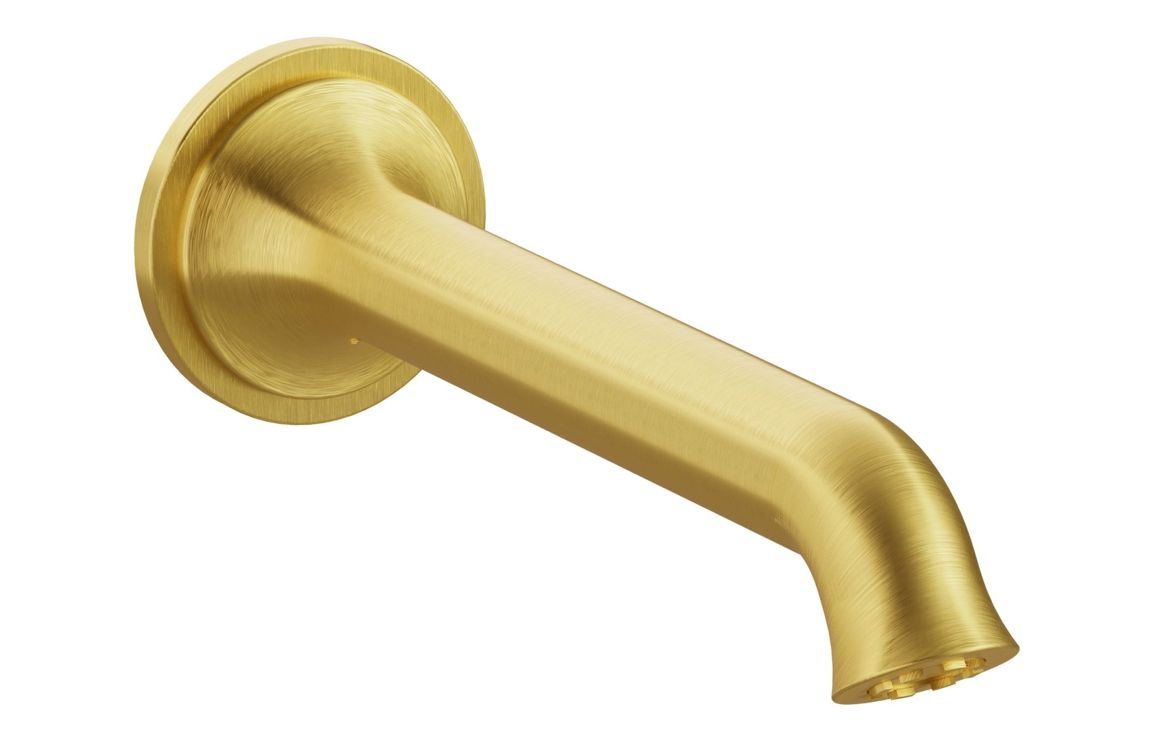 VitrA Origin Classic Wall Mounted Bath Spout: Brushed Gold, Chrome, Matt Black, Soft Copper