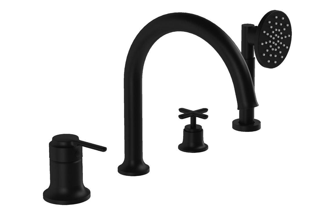 VitrA Origin Classic 4-Hole Bath/Shower Mixer: Brushed Gold, Chrome, Matt Black, Soft Copper