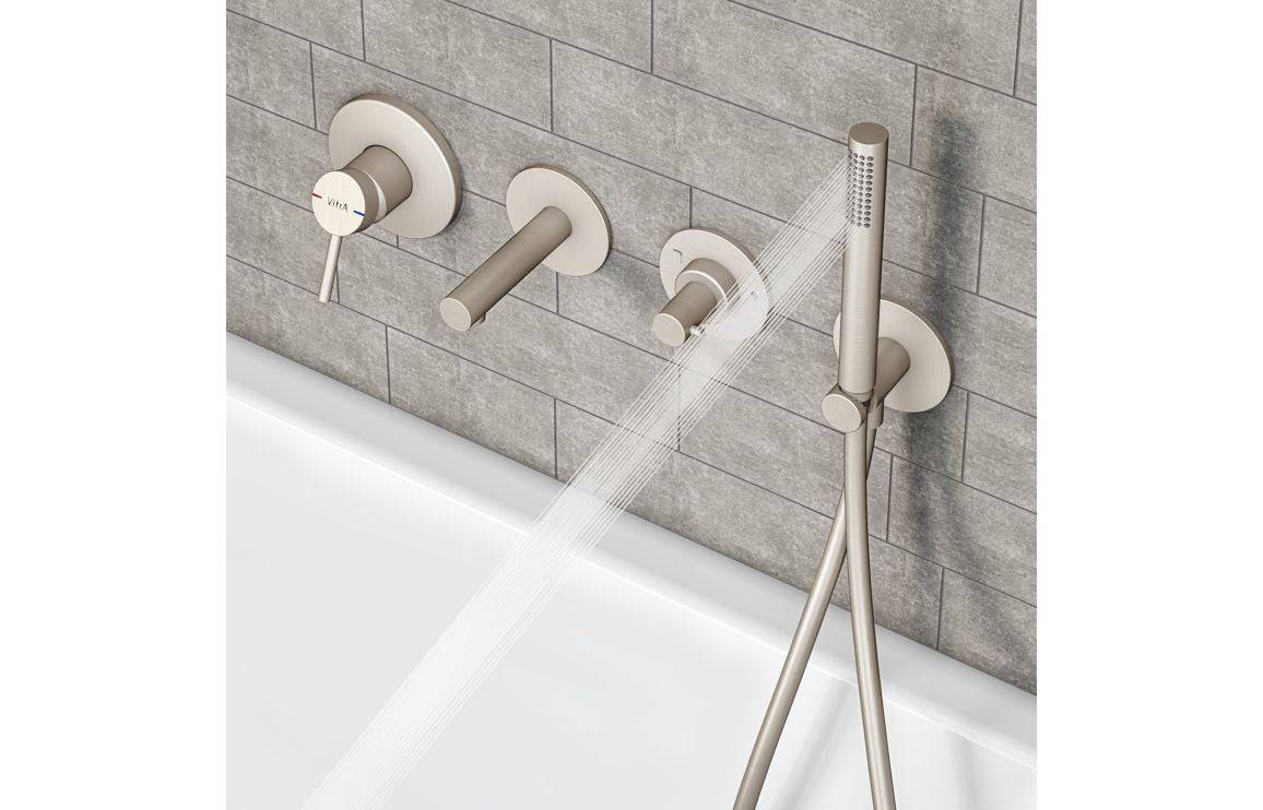 VitrA Origin Wall Mounted Bath Spout: Brushed Nickel, Chrome, Matt Black, Soft Copper
