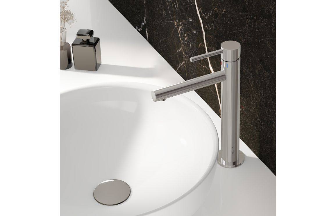 VitrA Origin Tall Basin Mixer: Brushed Nickel, Chrome, Matt Black, Soft Copper