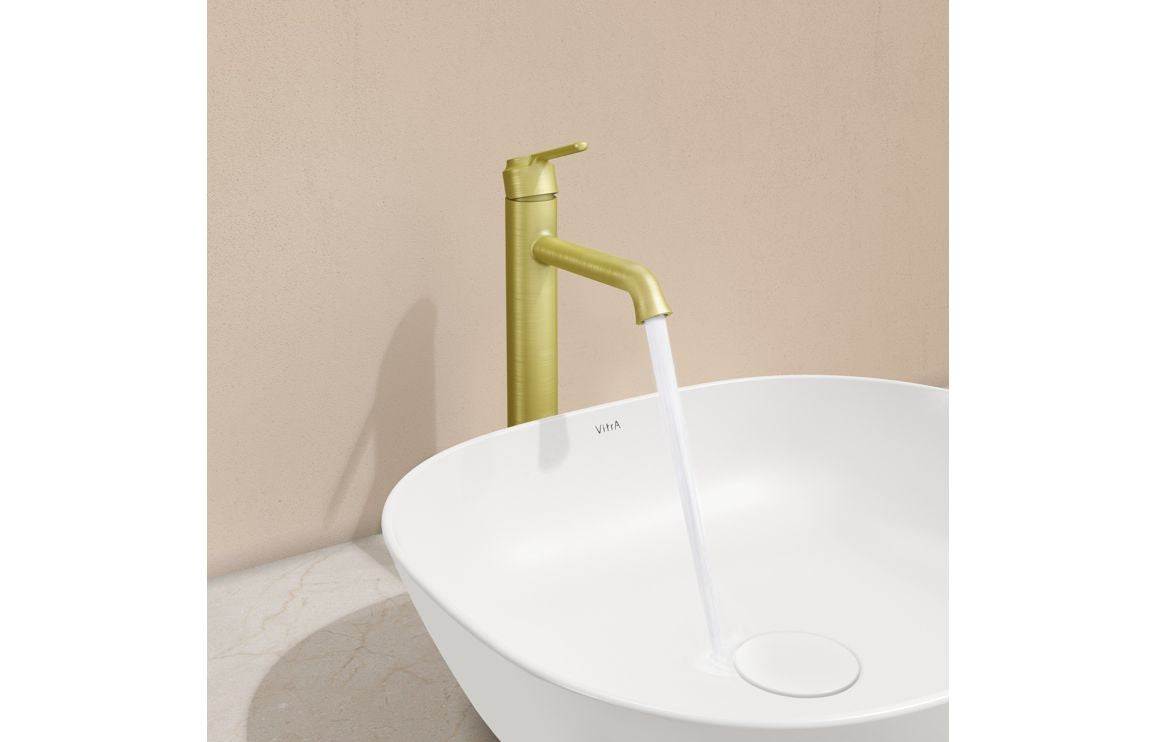 VitrA Origin Classic Tall Basin Mixer (Top Handle): Brushed Gold, Chrome, Matt Black, Soft Copper