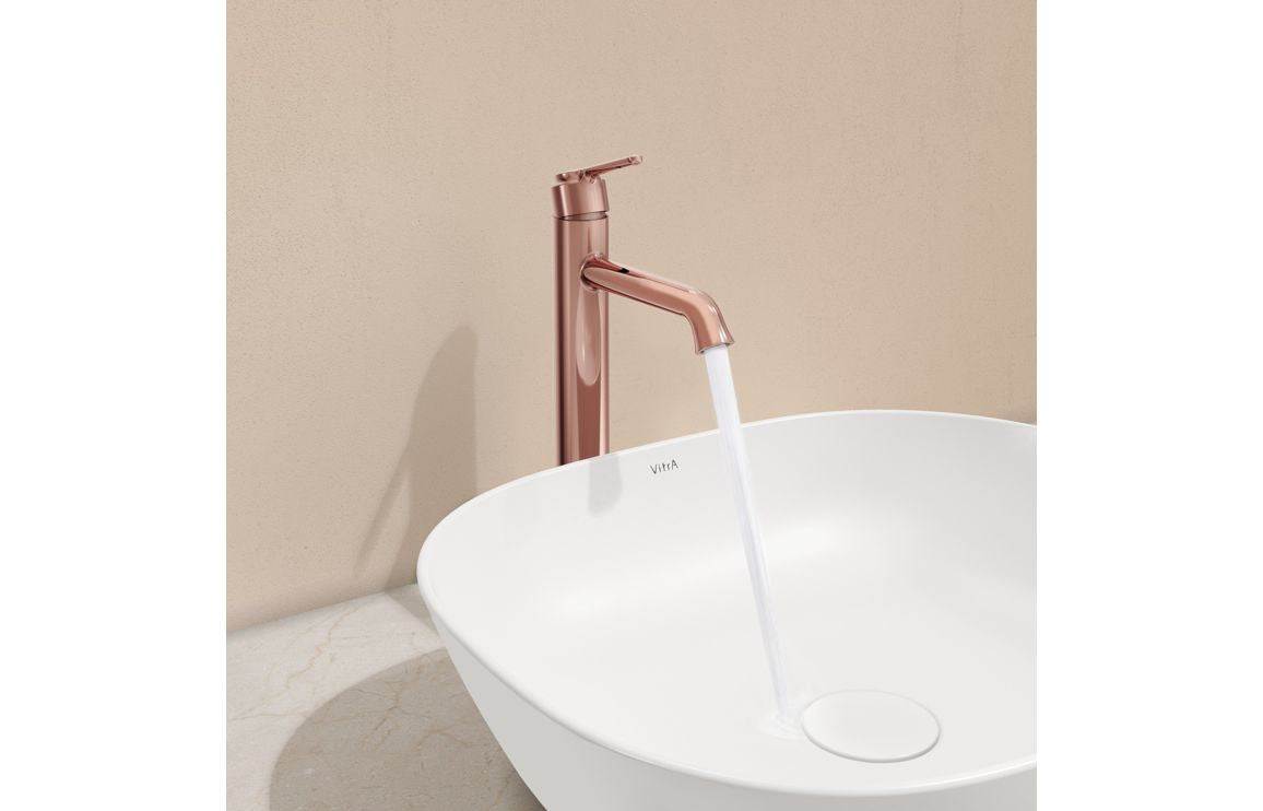 VitrA Origin Classic Tall Basin Mixer (Top Handle): Brushed Gold, Chrome, Matt Black, Soft Copper