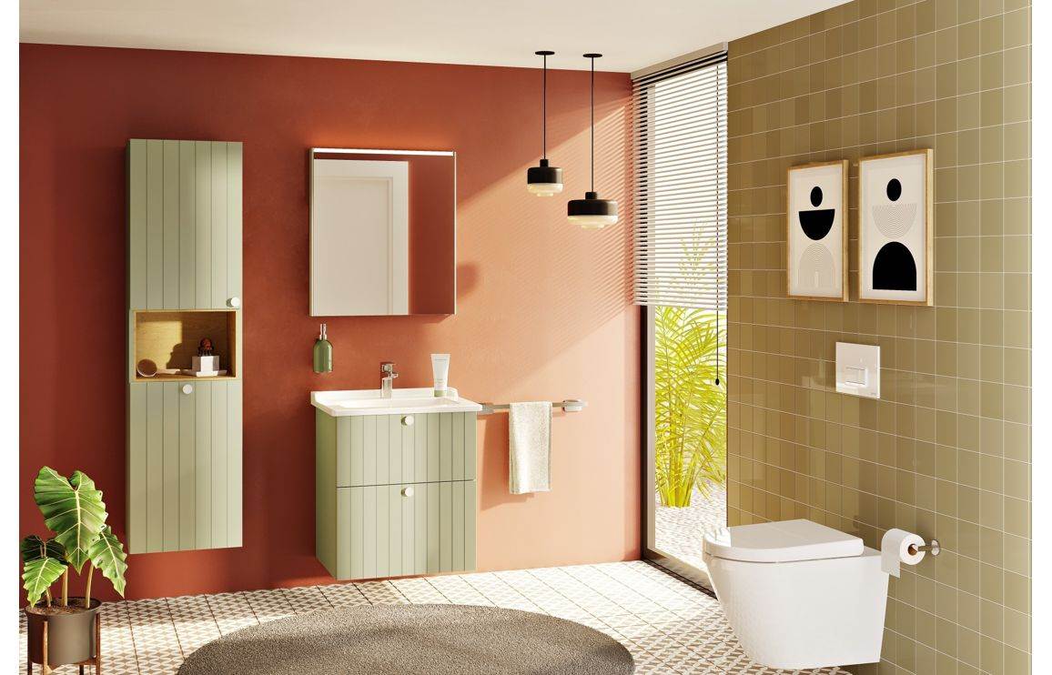 VitrA Root Groove 40cm 2 Door Semi-Tall Unit w/Laundry Basket - Matt White, Matt Fjord Green, Matt Grey, Matt Dark Blue, Matt Graphite, Matt Light Grey,  Matt Retro Green