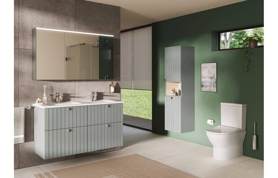 VitrA Root Groove 40cm 2 Door Semi-Tall Unit w/Laundry Basket - Matt White, Matt Fjord Green, Matt Grey, Matt Dark Blue, Matt Graphite, Matt Light Grey,  Matt Retro Green
