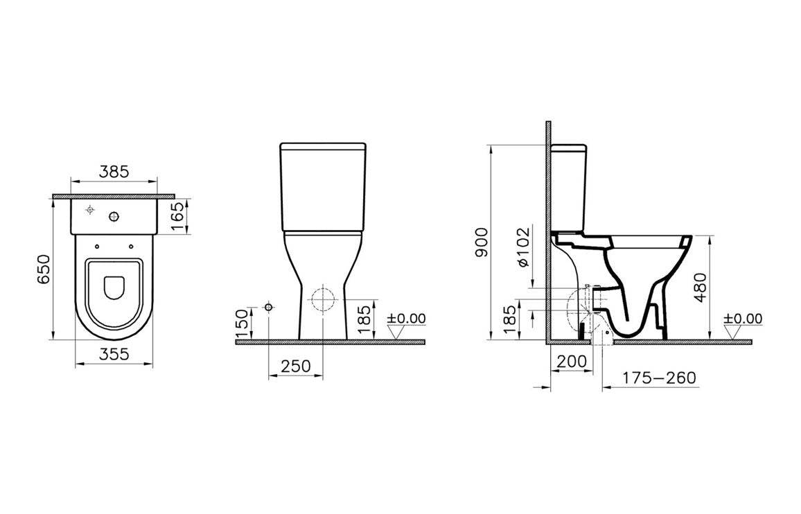 VitrA S50 Close Coupled Pan Only - White