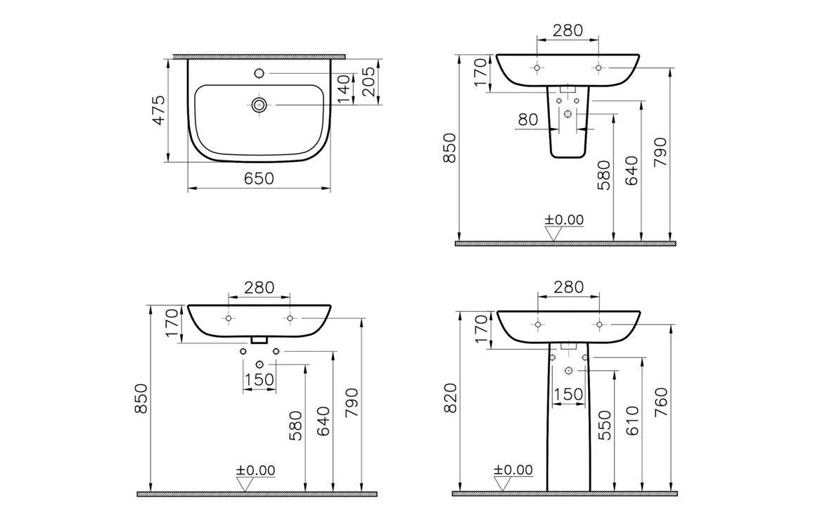 VitrA S20 650x465mm Basin Only - White