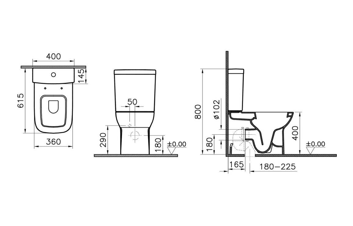 VitrA S20 Fully Shrouded Close Coupled Pan Only - White