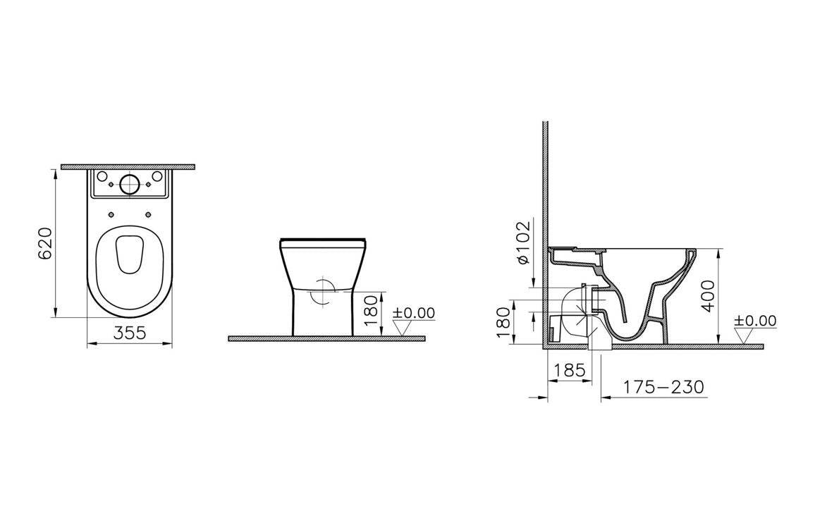 VitrA Integra Rimless Fully Shrouded Close Coupled Pan Only - White