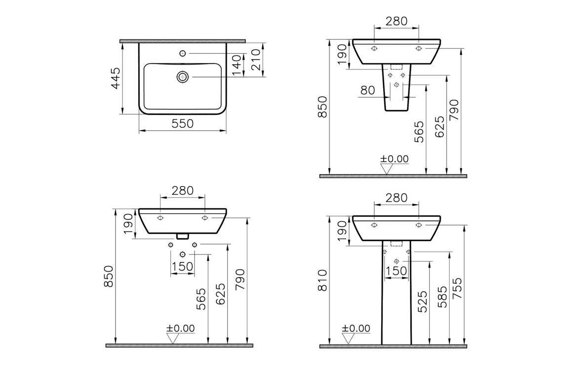 VitrA Integra 550x445mm 1TH Basin w/Overflow - White