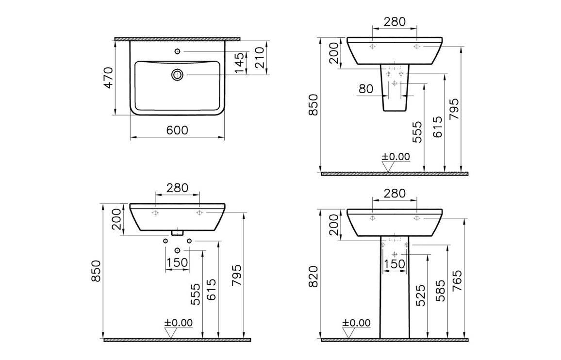 VitrA Integra 600x470mm 1TH Basin w/Overflow - White