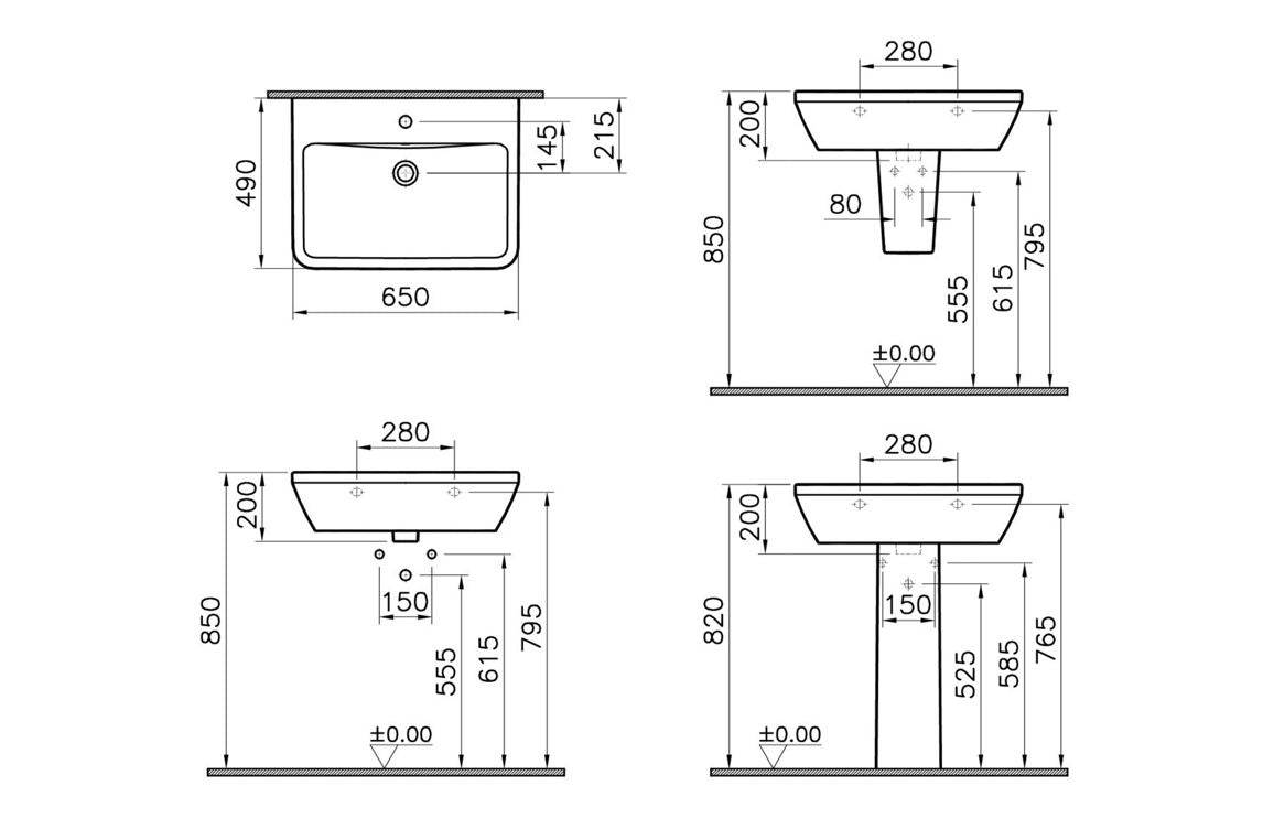 VitrA Integra 650x490mm 1TH Basin w/Overflow - White