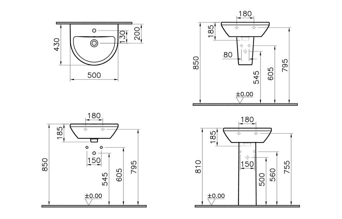 VitrA Integra 495x430mm 1TH Basin w/Overflow - White