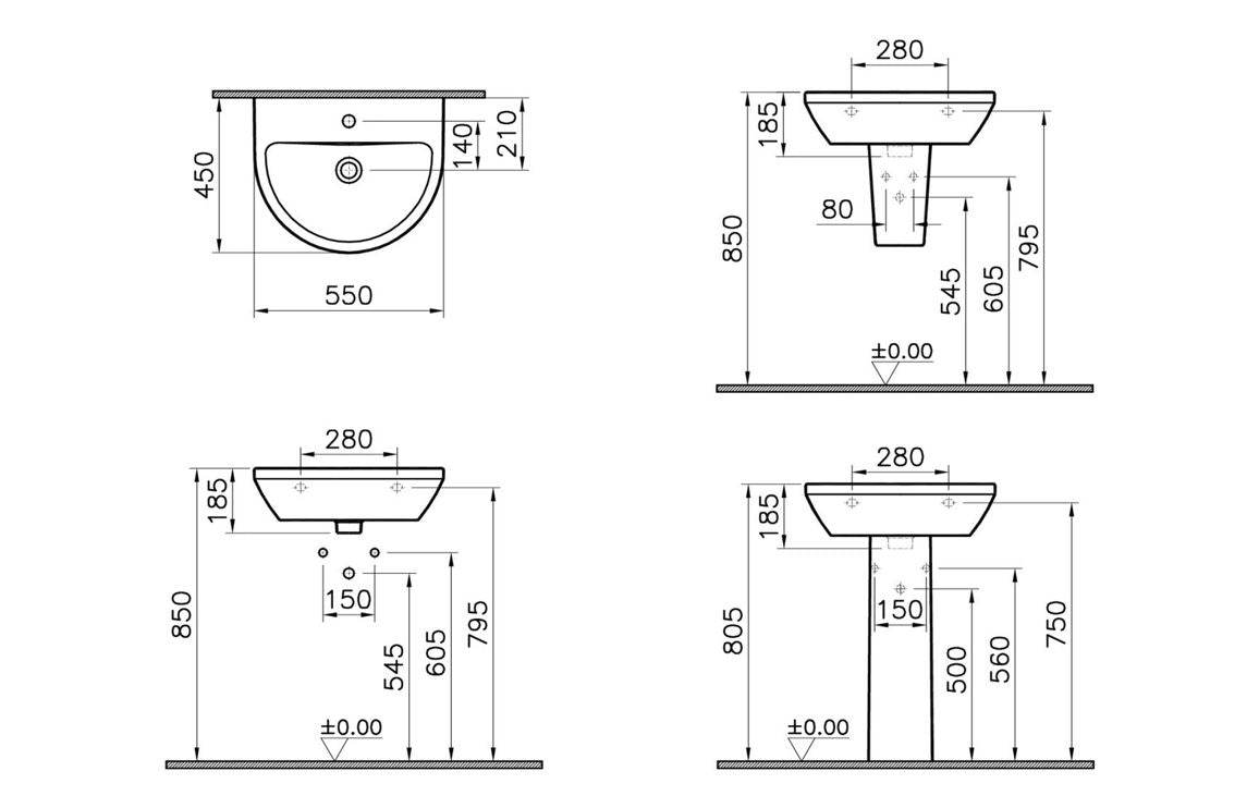 VitrA Integra 550x450mm 1TH Basin w/Overflow - White
