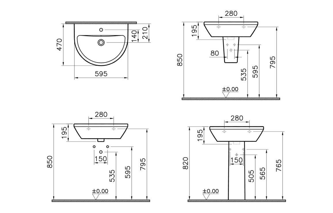 VitrA Integra 595x465mm 1TH Basin w/Overflow - White