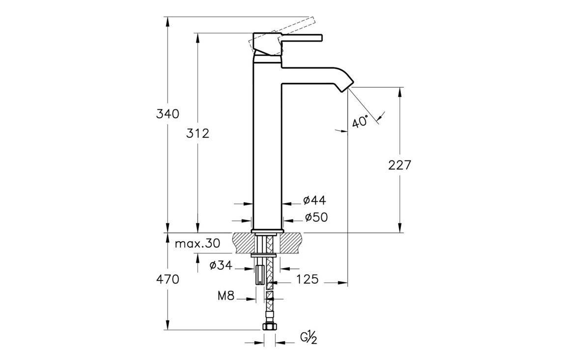 VitrA Minimax S Tall Basin Mixer - Chrome