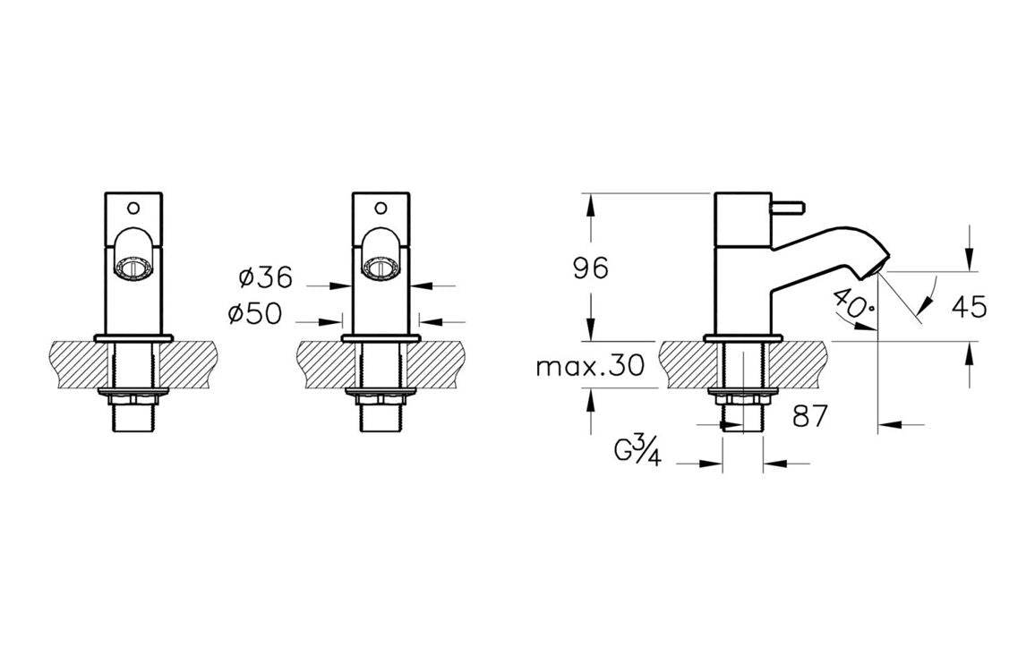 VitrA Minimax S Bath Pillar Taps- Chrome