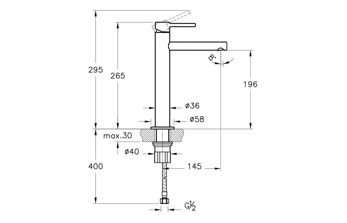 VitrA Origin Tall Basin Mixer: Brushed Nickel, Chrome, Matt Black, Soft Copper