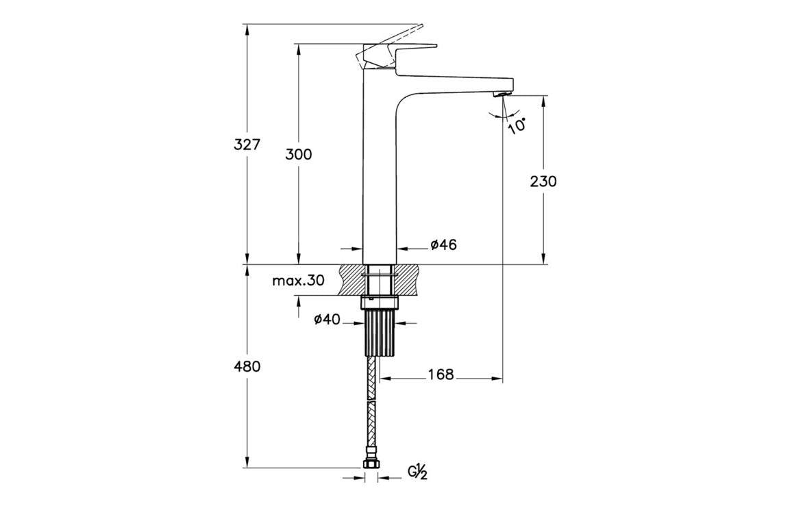 VitrA Flow Square Tall Basin Mixer
