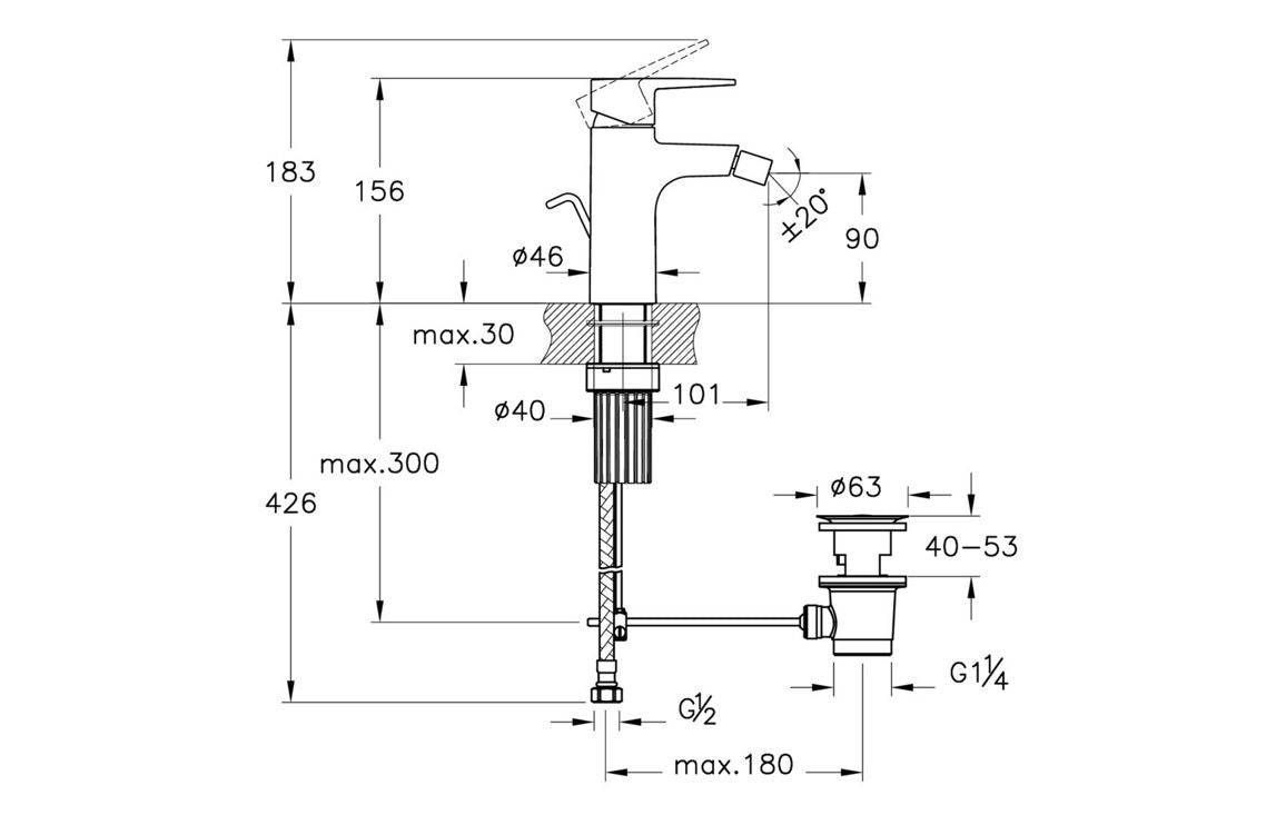 VitrA Flow Square Bidet Mixer