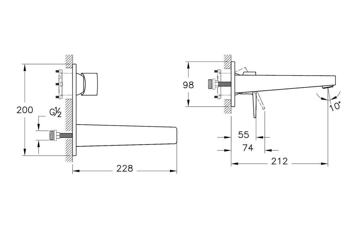 VitrA Flow Square Wall Mounted Basin Mixer